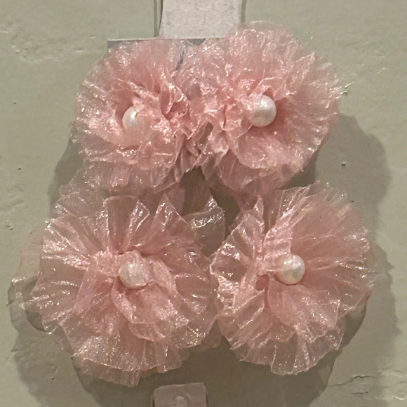 NAKAMOL Made In Thailand Pink Tulle And Pearl Floral Earrings. New with Tags! - Picture 4 of 6